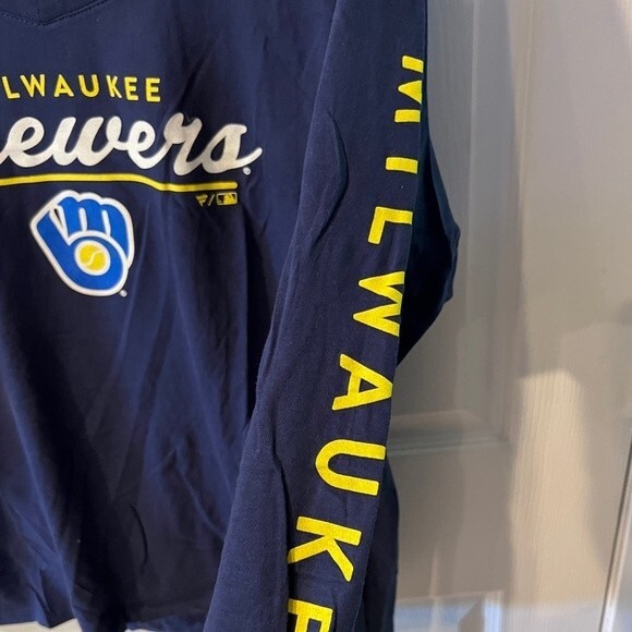 Milwaukee Brewers T-shirt Womens Sz L Fanatics MLB Long Sleeve Tee team baseball - Picture 4 of 6